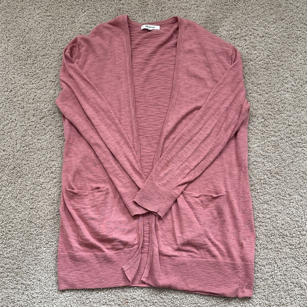 Madewell Dusty Rose Open-Front Cardigan